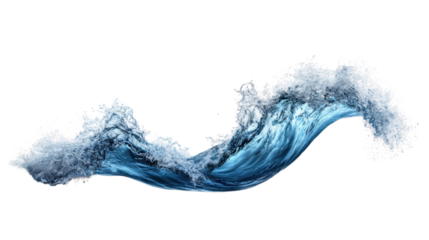 Dynamic Ocean Wave Splash on Transparent Background
