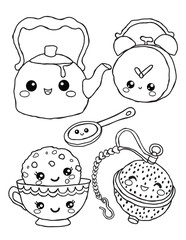 Adorable Kawaii Tea Party and Breakfast Characters