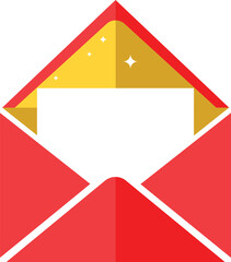 Red Envelope with White Space Inside and Gold Flap.