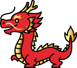 Obraz premium Red and Gold Cartoon Dragon Illustration.
