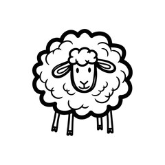 Cartoon sheep illustration with fluffy wool and smiling expression  