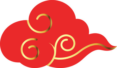 Red cloud with golden swirls and elegant design elements.