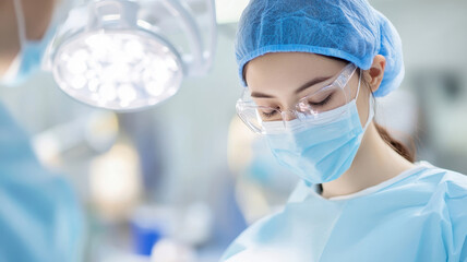 Dental student practicing with focus in an educational medical environment