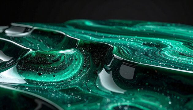 Abstract Green Marble Patterned Texture with Glittering Specks in High Detail