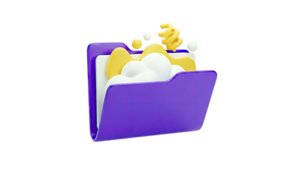 3D Folder Icon with Abstract Shapes