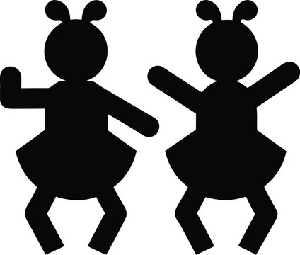 honeybee waggle dance direction silhouette vector illustration on transparent background
