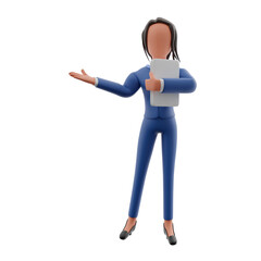 Businesswoman Presenting Information 3d illustration