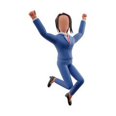 Businesswoman jumping for joy 3d illustration