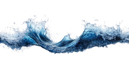 Dynamic Blue Wave on Transparent Background