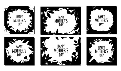 Obraz premium Happy Mother’s Day colourful floral greeting cards hand drawn vector
