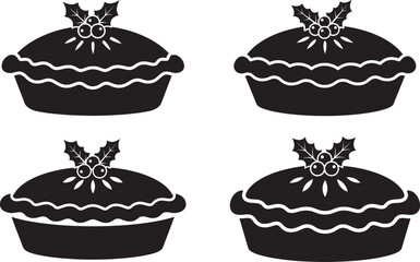 Silhouette of dessert pie topped with christmas holly