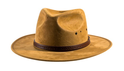 Isolated Classic Tan Cowboy Hat with Leather Band