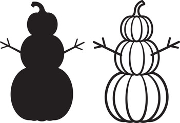 Snowman silhouette illustration with outline detail