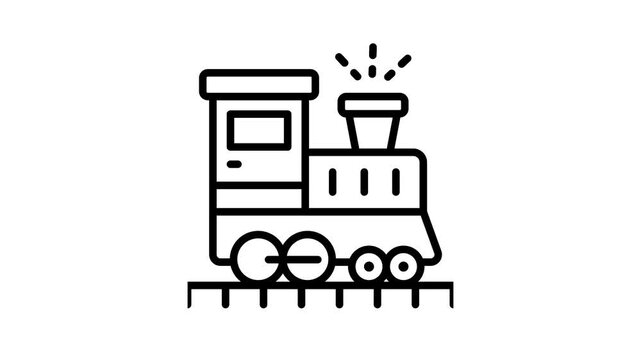 Easy to edit linear animated icon of fast train engine