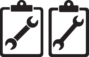Wrench on clipboard silhouette icon style design