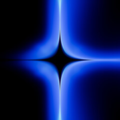 Abstract blue neon light glowing in the dark, simple geometric wallpaper. Minimalist 3d illustration