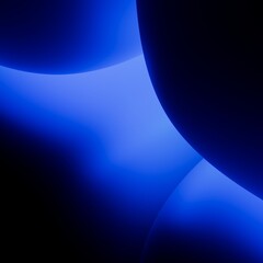 Abstract background with blue neon light glowing amongst the dark spheres, simple geometric wallpaper. Minimalist 3d illustration