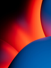 Abstract background. Macro of red neon light glowing amongst the blue balls, simple geometric wallpaper. Minimalist 3d illustration