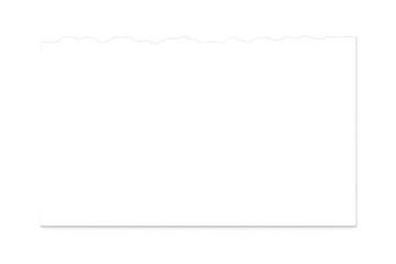 Torn white paper sheet with ripped top edge providing blank copy space, isolated on a transparent background