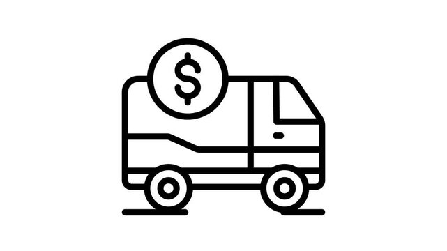 Easy to edit outline animated icon of secure bank van