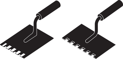 Plastering trowels for construction silhouette concept