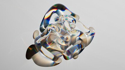 abstract background of intertwined glass tubes, 3d rendering