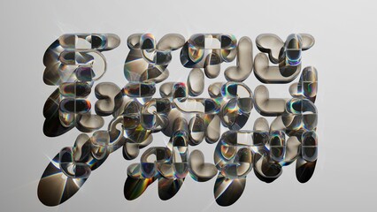 intertwined glass tubes isolated on light grey background, 3d rendering