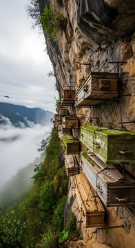 Hanging Coffins Cliffside.