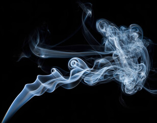 Fototapeta premium Whispering Mist: Delicate Blue Smoke Swirling Against a Black Void