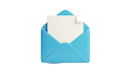 Open Blue Envelope with Blank Paper