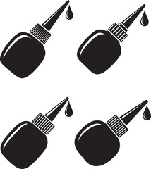Glue bottles silhouette with drips of glue drop