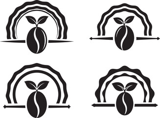 Coffee bean logos silhouette set of design logo