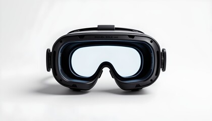 Fototapeta premium A pair of black goggles with a visor on display against a white background.