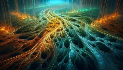 digital river delta branching fractal pathways