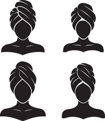 Woman with towel on her head silhouette female