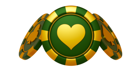 Green poker chips on a white background