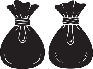 Set of money bags silhouette sack cash treasure