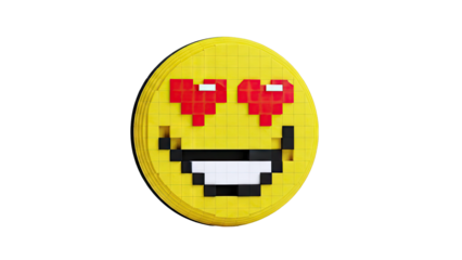 Pixelated Emoji with Heart Eyes Made of Blocks