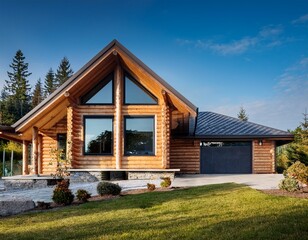 modern log cabin exterior design