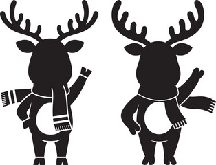 Reindeer silhouette with a scarf christmas animal