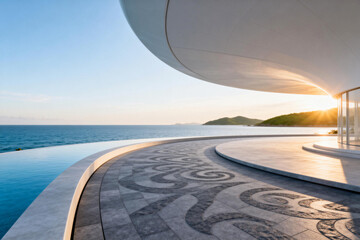 Modern Coastal Villa with Infinity Pool at Sunset