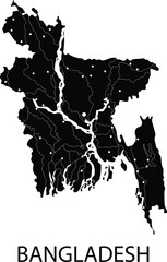 Bangladesh Map - black World Map International vector template with High detailed isolated on white background - Vector