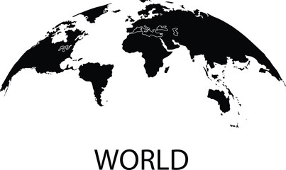 Globe Curved World Map - Vector Illustration on white background