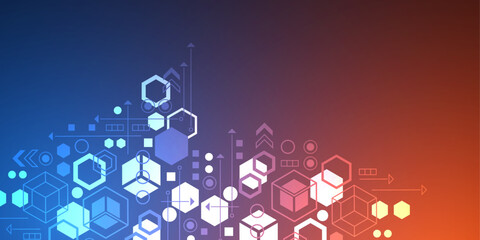 Technology background. Geometric shapes. Neon geometric abstract. Vector illustration .