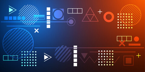 Technology background. Geometric shapes. Neon geometric abstract. Vector illustration .