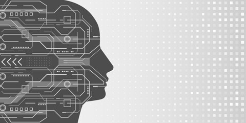 New technologies. Human artificial intelligence. Engineering industry. Vector illustration.