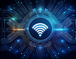 wireless wi fi network and connection abstract data background with wifi symbol