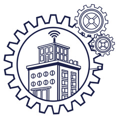 Obraz premium Smart Foundation Settlement Monitoring Icon for Structural Health and Civil Engineering Safety