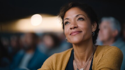 A senior Latina technician providing a workshop on cable safety and organization to a mixed-age audience, fostering empowerment and learning, warm indoor lighting, medium shot, community education