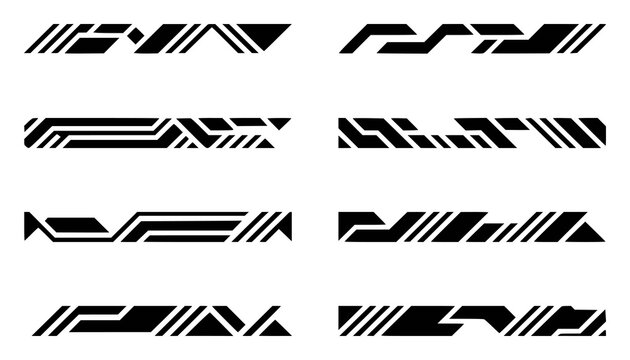 Futuristic Geometric Decals: A Collection of Abstract Black and White Designs